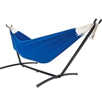 Lazy Daze Hammocks Double Hammock With 9Ft Spacesaving Steel Stand Includes Portable Carrying Case 450 Pounds Capacity Dark B