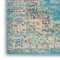 Nourison Passion Light Blue 22 X 76 Area Rug Boho Traditional Easy Cleaning Non Shedding Bed Room Living Room Hallw