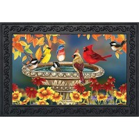 Briarwood Lane Fall Birdbath Floral Doormat Cardinals Bluebird Indooroutdoor 30 X 18