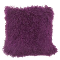 Homeroots Genuine Tibetan Lamb Front With Microsuede Backing 20 Purple Genuine Tibetan Lamb Fur Pillow With Microsuede Backing