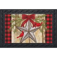 Briarwood Lane Festive Barnstar Winter Doormat Primitive Cardinals Indoor Outdoor 30 X 18