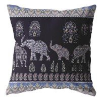 Paisley Elephant Broadcloth Indoor Outdoor Zippered Pillow Dark Purple