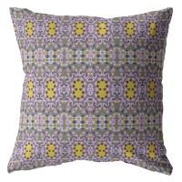 Geo Flowers Broadcloth Indoor Outdoor Zippered Pillow Purple