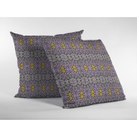 Geo Flowers Broadcloth Indoor Outdoor Zippered Pillow Purple