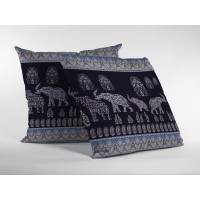 Paisley Elephant Broadcloth Indoor Outdoor Zippered Pillow Dark Purple