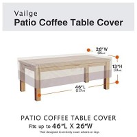 Vailge Rectangular Coffee Table Cover - Outdoor Lawn Patio Furniture Covers With Padded Handles And Durable Hem Cord - Heavy Duty And Waterproof,Fits Large Rectangular Coffee Table (Beige & Brown)