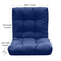 Qilloway Outdoor Seat/Back Chair Cushion Tufted Pillow, Spring/Summer Seasonal All Weather Replacement Cushions. (Navy)