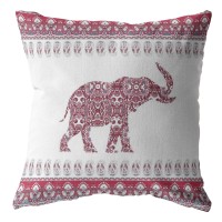 Paisley Elephant Broadcloth Indoor Outdoor Zippered Pillow Red
