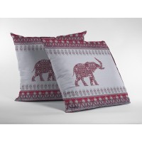 Paisley Elephant Broadcloth Indoor Outdoor Zippered Pillow Red