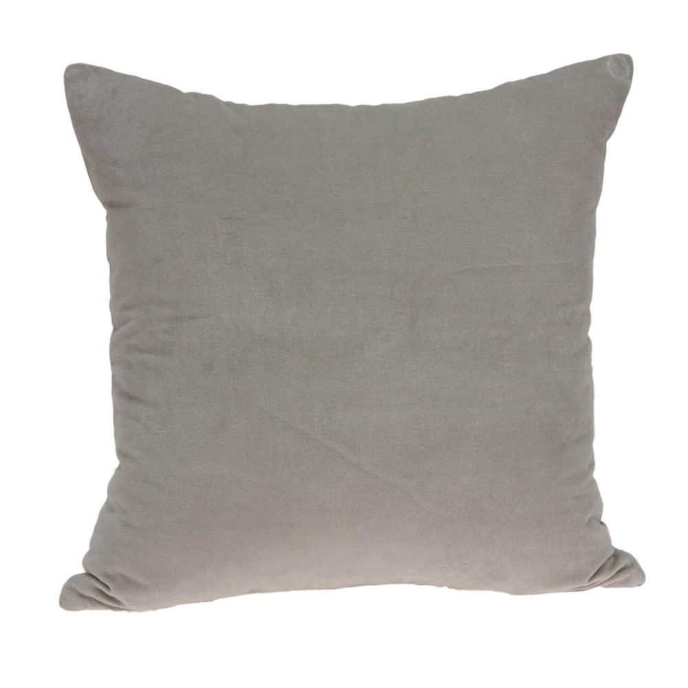 Homeroots 50 Cotton 50 Viscose Parkland Collection Emma Transitional Grey Solid Pillow Cover With Poly Insert