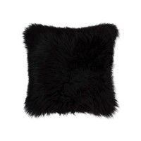 Homeroots Sheepskin  Microsuede  Polyfill 18 X 5 Contemporary Black Newzealand Sheepskin Pillow