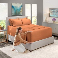 Nestl Sheet Set 6Pcs Soft Microfiber Extra Deep Pocket King Size Bed Linen Rust Sienna Orange Brown