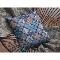 Flower Diamonds Broadcloth Indoor Outdoor Zippered Pillow Turquoise And Red