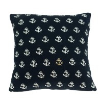 Homeroots 95 Cotton 5 Lurex Parkland Collection Andrea Nautical Blue Pillow Cover With Poly Insert