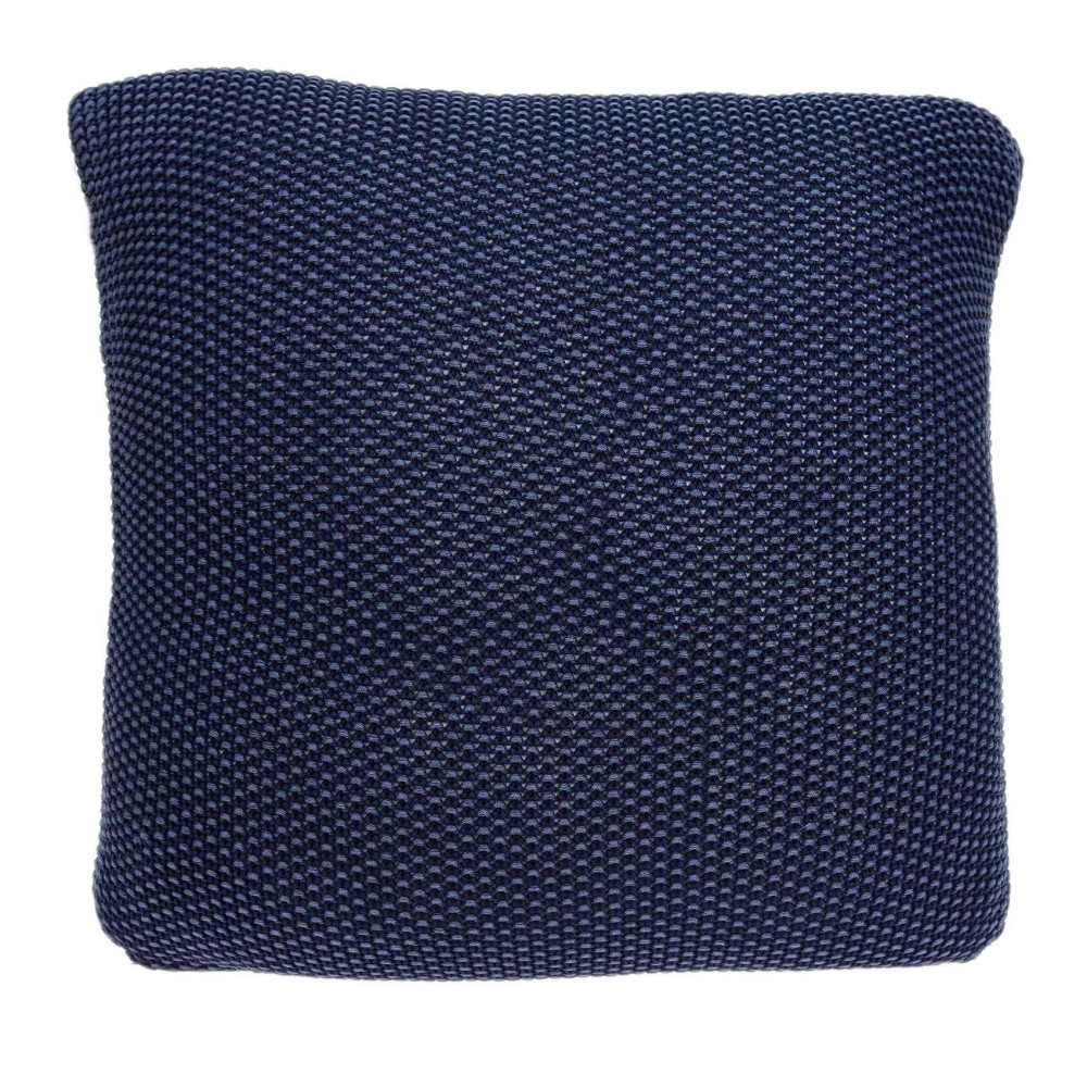 Homeroots 100 Cotton Parkland Collection Manni Transitional Blue Pillow Cover With Poly Insert