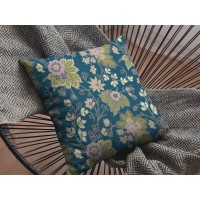 Friendly Flowers Broadcloth Indoor Outdoor Zippered Pillow Green