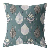 Fall Leaves Broadcloth Indoor Outdoor Zippered Pillow Muted Green