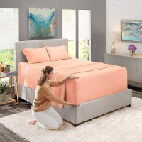 Nestl Queen Extra Deep Pocket 4Piece Microfiber Bed Linen Set Peach