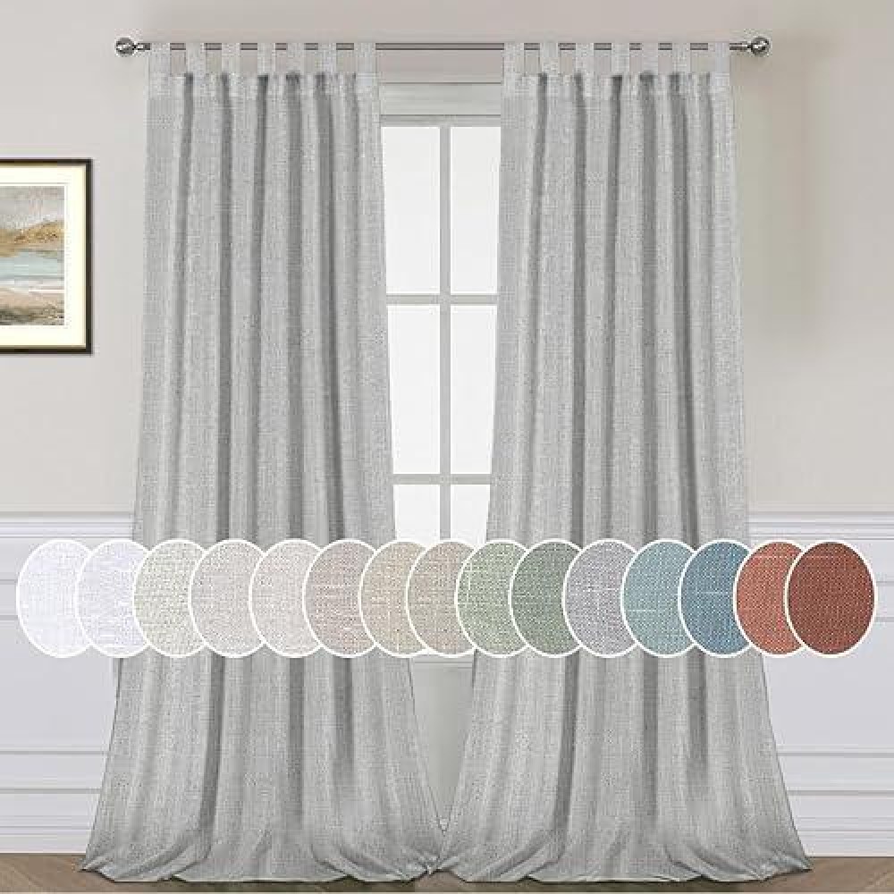 Hversailtex 2 Pack Ultra Luxurious High Woven Linen Elegant Semi Sheer Curtain Panels Light Reducing Privacy Panels Drapes Tab