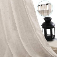 Hversailtex Natural Effect Extra Long Semi Sheer Curtains Made Of Linen Mixed Rich Material Tab Top Curtains Pair Window Curta