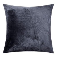 Ntbay Zippered Velvet Square Throw Pillow Cover Super Soft And Luxury Decorative Euro Pillowcase 26X26 Inches Charcoal Grey