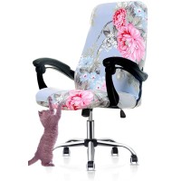 Deisy Dee Computer Office Chair Covers For Stretch Rotating Mid Back Chair Slipcovers Cover Only Chair Covers C162 (Blue Flower 1)