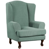 Turquoize Wingback Chair Covers 2 Piece Wing Chair Slipcover Stretch Slipcovers For Wingback Chairs Wing Chair Cover Spandex Jac