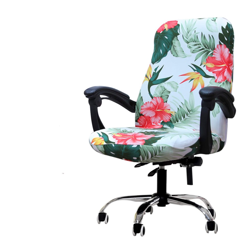 Deisy Dee Computer Office Chair Covers For Stretch Rotating Mid Back Chair Slipcovers Cover Only Chair Covers C162 (Green Leaves)