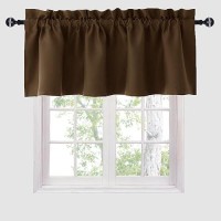 Hiasan Valance Curtains Blackout Solid Rod Pocket Valances For Living Room And Bedroom 42 X 18 Inches Length Brown 1 Panel