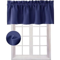 Hiasan Navy Blue Valance Curtains Blackout Thermal Insulated Rod Pocket Window Valances For Kitchen 42 X 18 Inches Length 1 Pa