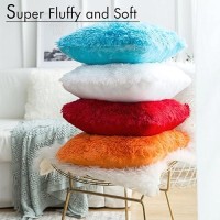 Miulee Pack Of 2 Luxury Faux Fur Fluffy Throw Pillow Covers Set Soft Deluxe Decorative Plush Fleece Pillowcases For Cushion Couch Sofa Bedroom Home 16 X 16 Inch Little Blue