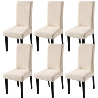 Yisun Dining Chair Covers, Stretch Removable Washable Dining Chair Protector Parsons Chair Slipcover For Hotel, Dining Room, Ceremony, Banquet Wedding Party (6 Pack, Beige)