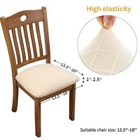 Fuloon 4 Pack Stretch Jacquard Chair Seat Covers, Removable Washable Anti-Dust Dinning Room Chair Seat Cushion Slipcovers (4, Beige)