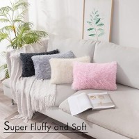 Miulee Pack Of 2 Luxury Faux Fur Fluffy Throw Pillow Covers Set Soft Deluxe Decorative Plush Fleece Pillowcases For Cushion Couch Sofa Bedroom Home 12 X 20 Inch Purple