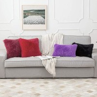 Miulee Pack Of 2 Luxury Faux Fur Fluffy Throw Pillow Covers Set Soft Deluxe Decorative Plush Fleece Pillowcases For Cushion Couch Sofa Bedroom Home 12 X 20 Inch Purple