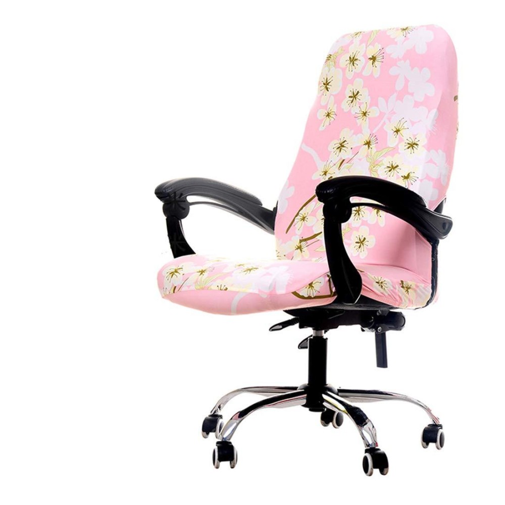 Deisy Dee Computer Office Chair Covers For Stretch Rotating Mid Back Chair Slipcovers Cover Only Chair Covers C162 (Pink Flowe)