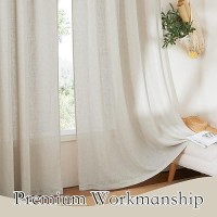 Ryb Home Linen Curtains For Bedroom Light Airy Semi Sheer Curtains Large Window Decor For Living Room Sun Room Sliding Glass D