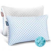 Nestl Cooling Pillow  Shredded Memory Foam Pillows Queen Size Set Of 2  Gel Infused Cool Pillow  Adjustable Cooling Pillows For Sleeping  Breathable Queen Pillows  Washable Removable Bed Pillow Cover