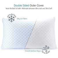 Nestl Cooling Pillow  Shredded Memory Foam Pillows Queen Size Set Of 2  Gel Infused Cool Pillow  Adjustable Cooling Pillows For Sleeping  Breathable Queen Pillows  Washable Removable Bed Pillow Cover