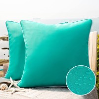 Phantoscope Pack Of 2 Outdoor Waterproof Solid Throw Decorative Pillow Cover Decorative Square Outdoor Pillows Cushion Case Pati