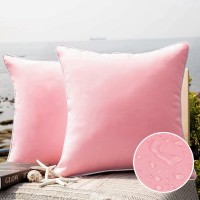 Phantoscope Pack Of 2 Outdoor Waterproof Solid Throw Decorative Pillow Cover Decorative Square Outdoor Pillows Cushion Case Pati