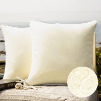 Phantoscope Pack Of 2 Outdoor Waterproof Solid Throw Decorative Pillow Cover Decorative Square Outdoor Pillows Cushion Case Pati