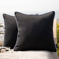 Phantoscope Pack Of 2 Outdoor Waterproof Solid Throw Decorative Pillow Cover Decorative Square Outdoor Pillows Cushion Case Pati