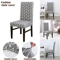 Grey Dining Room Chair Covers Stretch Removable Washable Chairs Protector Seat Cover For Bar Kitchen Banquet Party Wedding (6, Btc04)