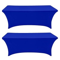 Eurmax Usa Rectangular Fitted Spandex Table Covers 5Ft Tablecloth Wedding Event Patio Table Decorations Stretch Table Cover For 5Ft Folding Table (Royal Blue 2 Pack)