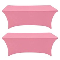 Eurmax Usa Rectangular Fitted Spandex Table Covers 4Ft Tablecloth Wedding Event Patio Table Decorations Stretch Table Cover For 4Ft Folding Table (Hot Pink 2 Pack)