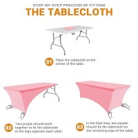 Eurmax Usa Rectangular Fitted Spandex Table Covers 4Ft Tablecloth Wedding Event Patio Table Decorations Stretch Table Cover For 4Ft Folding Table (Hot Pink 2 Pack)