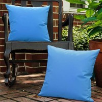 Lewondr Waterproof Outdoor Throw Pillow Cover, 2 Pack Solid Pu Coating Throw Pillow Case Uv Protection Garden Cushion Cover For Patio Sofa Couch Balcony 18