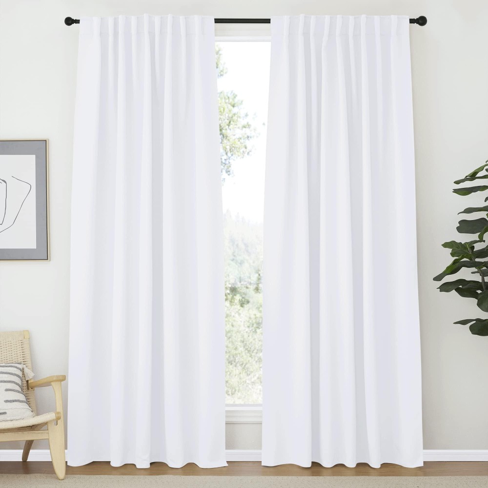 Nicetown Living Room Curtain Drapes White Color W70 X L84 Set Of 2 Window Treatment Drapery Panels