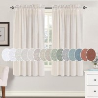 Hversailtex Natural Linen Bedroom Curtains 63 Inch Length 2 Panels Rod Pocket Light Filtering Semi Transparent Lightweight Curt